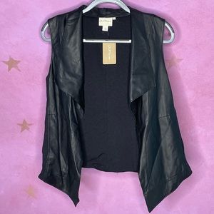 DKNY Pure New Leather Vest Lambskin Cotton Black Size Medium Orig $645